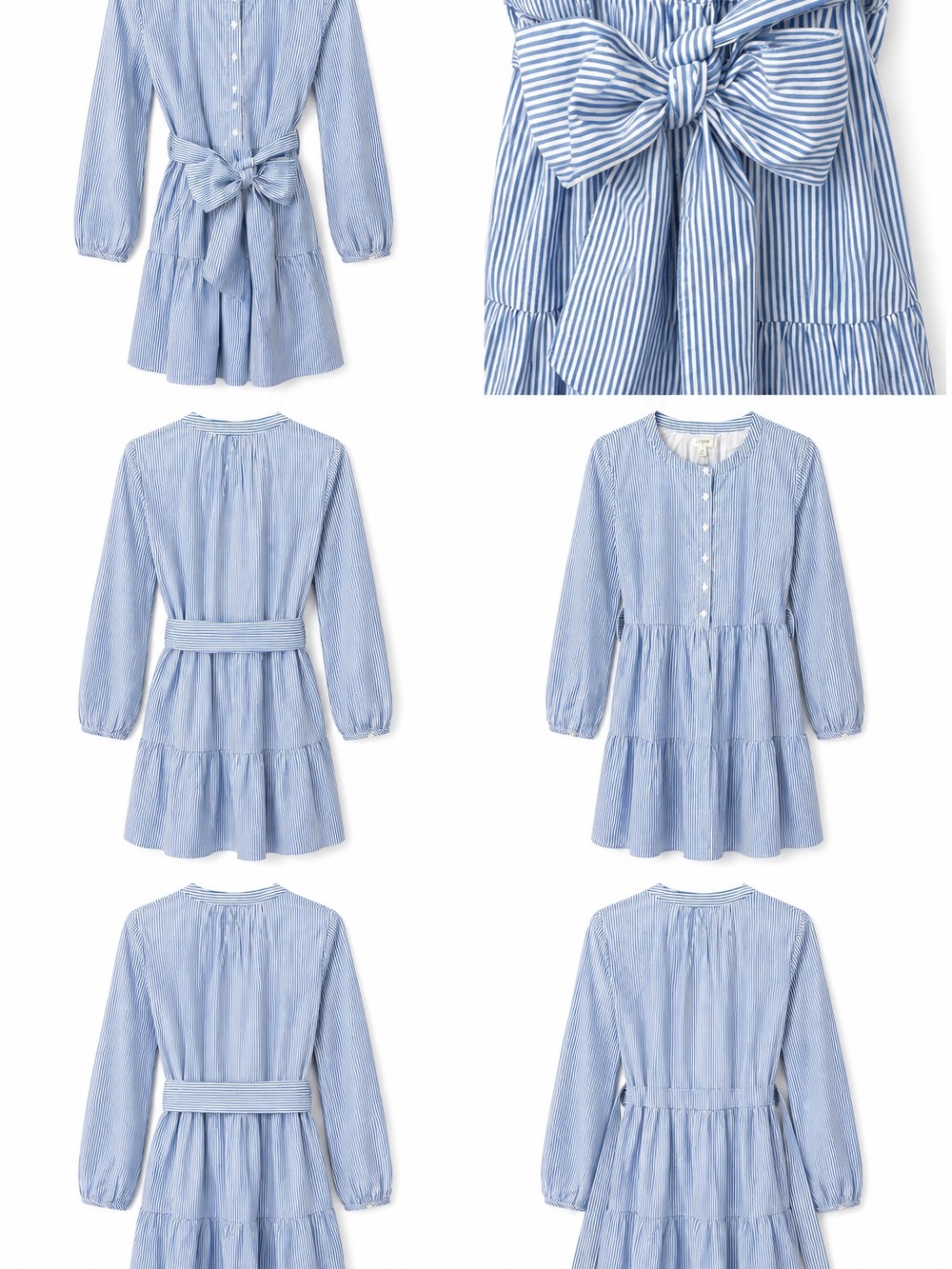 J Crew Blue Striped Tie-Waist Dress - Classic Casual
